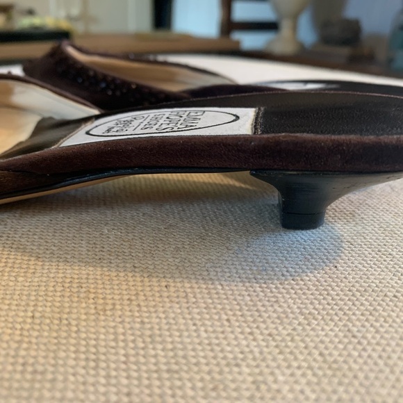 Designer EMMA HOPE Chocolate Brown Suede Slides w/ Beaded Design. Sz. 36 - Picture 6 of 8